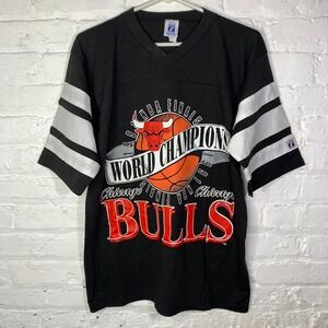 Vintage‎ 1991 Chicago Bulls World Champions Logo 7 Shirt Size Medium Black White